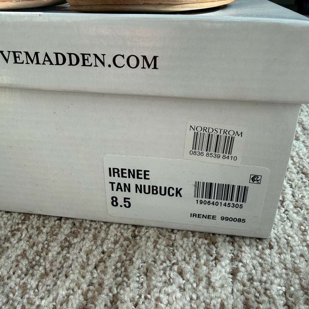 Steve Madden Irenee Tan Nubuck Suede Block Heel Sandals with Ankle Strap - Picture 6 of 7